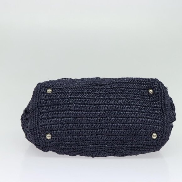 PRADA Canapa PM Hand Bag Raffia Navy Auth am8832 - Picture 6 of 16